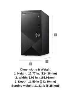 Vostro 3910 12th Generation Business Desktop, Core i5-12600 Processor,16GB RAM,1TB SSD,Integrated Graphics,Windows-11 Black