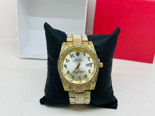 Cartier iced out diamond wrist watch