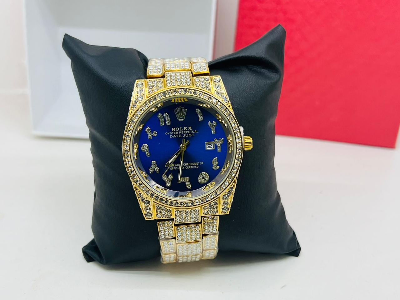 Cartier iced out diamond wrist watch