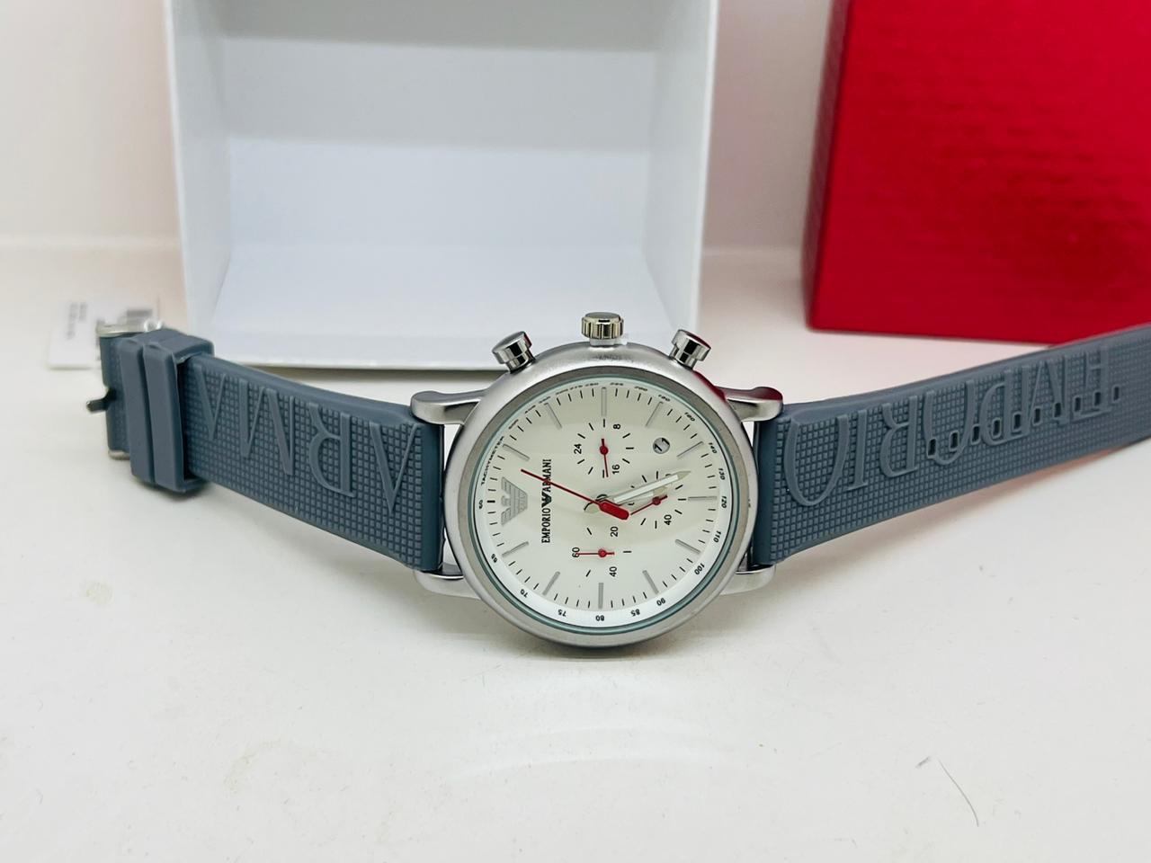 Emporio Armani Luigi Chronograph Leather Strap Watch For Men